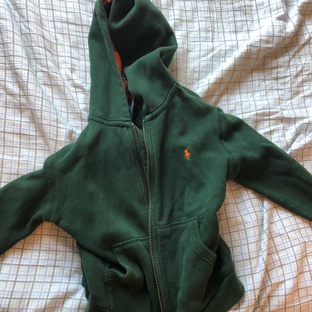 Polo Ralph Lauren Kids Green Hoodie w/Plaid Size 6